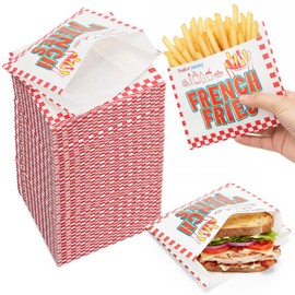 ZEAYEA 500 Pack French Fry Bag, 5.5 × 5 inch Grease Resistant Snack Bag, Serving Bags for Sandwich, Hamburger, Cookies, Disposable Hash Brown Fries Bags for Outdoor Entertaining, Restaurant, Party