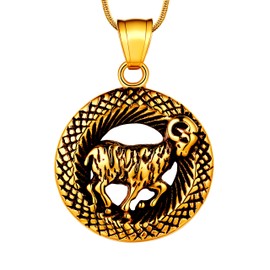 Aries Necklace Constellation Zodiac Star Sign Horoscope Pendant 316L Stainless Steel 18K Gold Plated Astrology Birthday Gifts Mens/Women Jewelry SP0056B