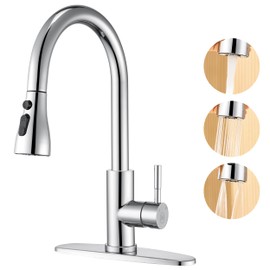 GAGALIFE Chrome Kitchen Faucet with Pull Down Sprayer - High Arc Stainless Steel Kitchen Sink Faucet, 3-Function Pull Out Kitchen Faucet, Single Hole Single Handle Sink Faucet, Modern Kitchen Faucets