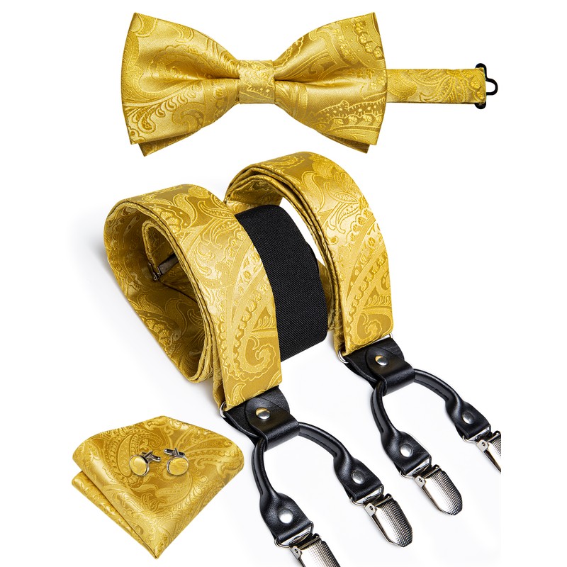 Men's Paisley Suspenders and Bow Tie Set for Formal Wear