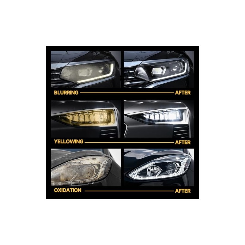 Headlight Restoration Kit - No Tools Required for Clear, Bright