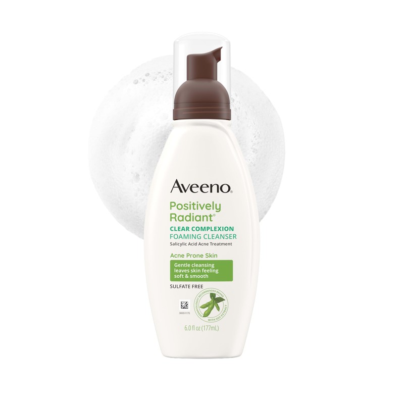 Aveeno Limpiador de espuma transparente de complexión, 6 onzas