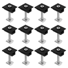 M METERXITY 12-Pack Solar Panel Mount Mid Clamps 45mm t Center Clips Corrosion-free Aluminum Anodized Solar Panel Center Clamp for Roof/Wall/Boat/RVs Solar Panel Mounting Brackets [Black]