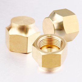 LSTOPGO 3 Pack Brass Flare Cap 5/8 Inch Tube OD Compression Stop Valve Cap 45 Degree Flare Tube Gas Line Cap Pipe Fittings