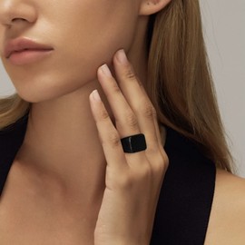 GOLDCHIC JEWELRY Black Signet Ring For Men, Hip Hop Vintage Style Stainless Steel Rings For RockStar, Size P½