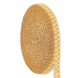 PandaHall 12m/13 Yards Golden Gimp Braid Trim, 15mm/0.6 inch Decorative Woven Braid Trim Sewing Centipede Lace Ribbon Polyester Upholstery Trim for Home Decor Slipcover Dress Making
