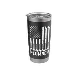 Plumber American Flag Plumbing 4th Of july Pipe Wrench Stainless Steel Insulated Tumbler