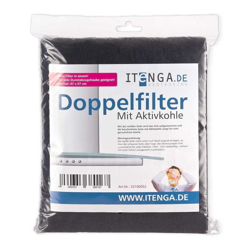itenga universal activated-charcoal filter 47 x 57cm Double filter with