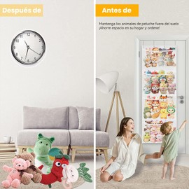 Almacenamiento de Juguetes de Peluche, Bolsa De Almacenamiento De Puerta Colgante Multifuncional, Puede Almacenar Juguetes, Necesidades Diarias, Adecuado para El Dormitorio, Sala de Juegos(Blanco)