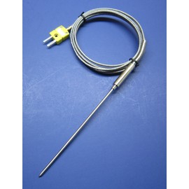 K-Type Thermocouple Sensor with High Temperature Stainless Steel Pointed Insertion Probe, 932 F or 500 C, with Stainless Steel Braided Cable