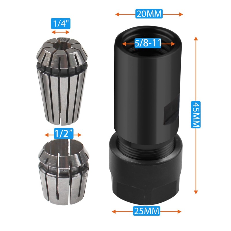 5/8"-11 Thread Angle Grinder Extension Shaft Set Electric Drill Conversion