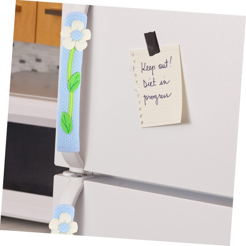 LABRIMP 2pcs Flower Refrigerator Handle Kitchen Appliance Protector No Stains