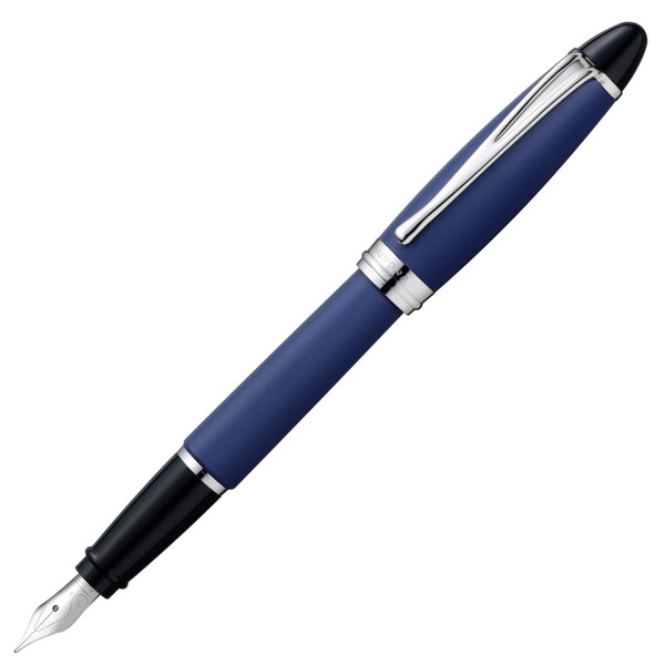 Aurora B10-BF Fountain Pen, F Fine Point, Satin Blue, Dual Use, Genuine Import