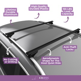 ERKUL Roof Rack Cross Bars for Acura MDX 2007-2013 | Aluminum Crossbars with Anti Theft Lock for Rooftop | Compatible with Raised Rails - Black