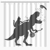 BIYSUC Cat Dinosaur Shower Curtain Funny Cat Help Dino Bathe