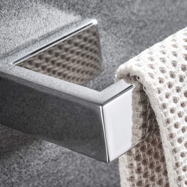 JunSun Rectangular Towel Holder Stainless Steel Contemporary Towel Ring Hand Towel Hanger Bathroom Hardware Modern Mirror Polished Short Towel Bar Bathroom Accessories Wall Mounted Polished Chrome