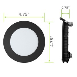 Leisure LED 5 Pack RV Boat Recessed Ceiling Light 480 Lumen Super Slim LED Panel Light DC 12V 4.75" 6W Full Aluminum Downlights, Black (LED Recessed 4.75 WW)