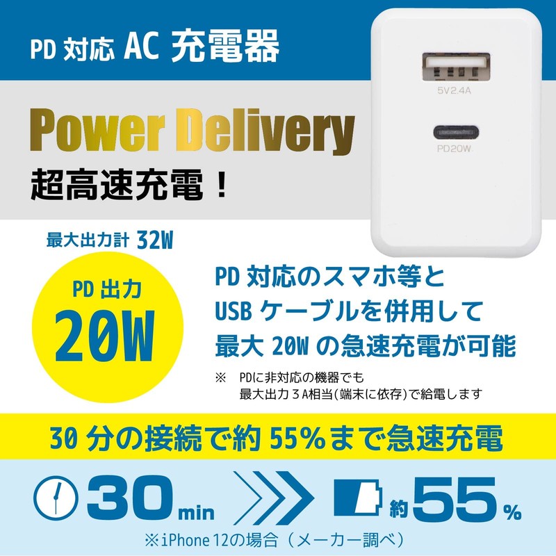 Ohm Electric MAV-AP2U30-W 01-7147 OHM AC Charger, PD Compatible, Type