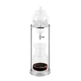 DNYSYSJ Iced Drip Coffee Maker,Cold Brew Drip Tower Iced Coffee Maker in Stainless Steel and Borosilicate Glass (Silver 600ml)