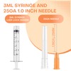 25Pcs 3ml Syringes with 25 Gauge 1 Inch Needle, Luer