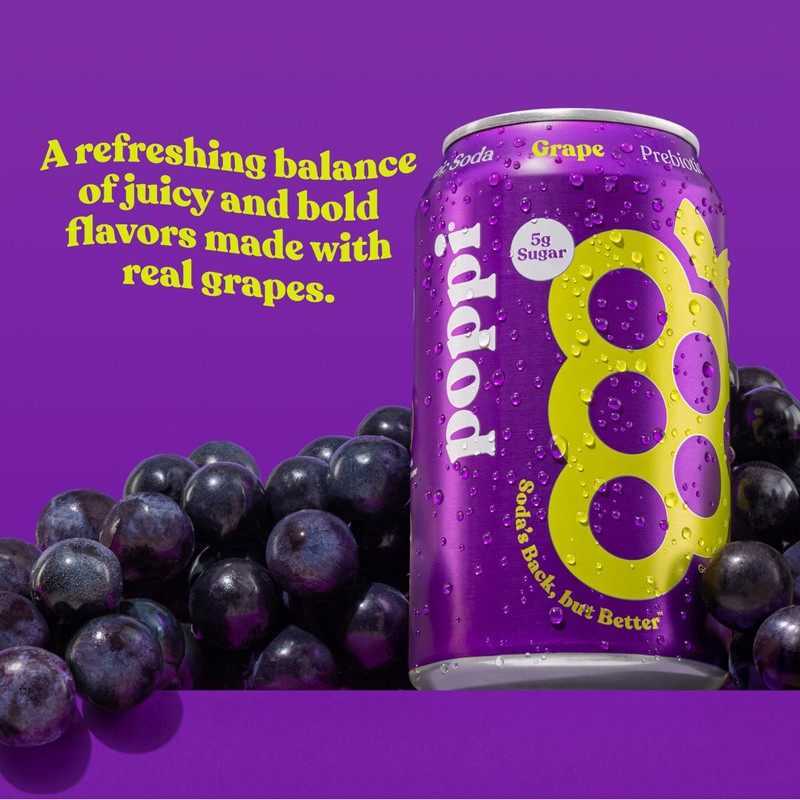 Poppi Sparkling Prebiotic Soda Beverage with Apple Cider Vinegar, Seltzer
