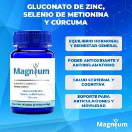 Suplemento Nutricional Magnium Selenio Cúrcuma Zinc Tabletas