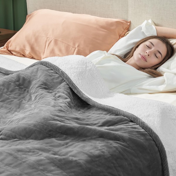 Heated Blanket Electric Throw, Soft Flannel Heating Blanket with 12