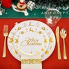 Ciaell 175 Pieces Christmas Plastic Plates - Christmas Gold Plastic