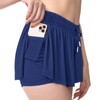 YLDUJ AMUM Womens Flowy Shorts with Pockets, Navy Blue, 3X-Large