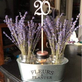 4 Pack - Oval Galvanized"Flowers & Garden" Metal Planter Pots - Perfect for Parties, Weddings & Decorations