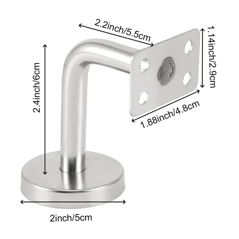 ZOENHOU 6Pack Stainless Steel Handrail Brackets, Flat Handrail Brackets, Stairway