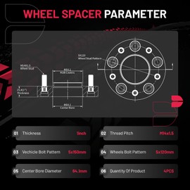 BDFHYK 5x120mm Wheel Spacers 1inch 5x4.7 Hubcentric Wheel Spacer Compatible with Acura MDX RLX TLX ZDX,Honda Civic Odyssey Passport Pilot Ridgeline, Forged 5 Lug M14x1.5 & 64.1mm Hub Bore, Set of 4