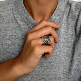 Silverly 22.7 mm Butterfly 925 Sterling Silver Rings Women - Filigree Promise Ring - Thumb Rings for Women - Bridesmaid Jewellery Rings - Butterfly Rings for Women