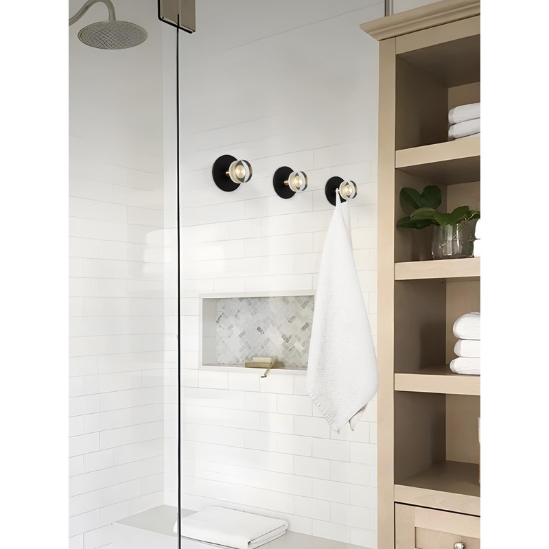 JIASENBAO 4 Pack Adhesive Crystal Towel Hooks for Bathrooms Black