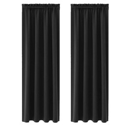 NAKIHOUSE Black Blackout Curtains, Thermal Curtains 63 Inch Drop Super Blackout Slot Top Curtains Bedroom, Single Curtain for Door Doorway Window Living Room Bedroom, 2 Panel