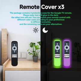 [3 Pack] Remote Covers for TCL RC902N FMR1 Remote, Slicone Case for RC902N FMR1 Smart Voice Remote （Glow Green & Purple & Black