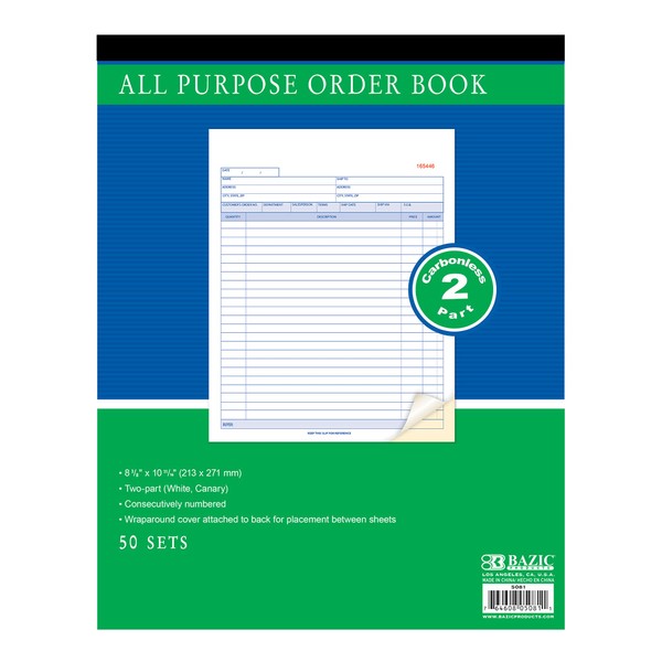 BAZIC All Purpose Order Book, 50 Sets 8 3/8" x