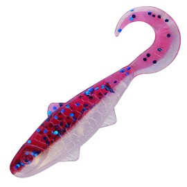 Relax Super Banjo L-123 Rubber Fish Twister Perch Artificial Bait 2 Inch Set of 4 Pink White