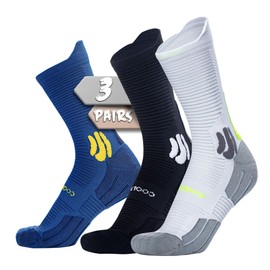 BRISIRA Bamboo Viscose Compression Socks Men Women Running Hiking Tennis Crew Cooling Moisture Wicking Anti Blister 3 Pack