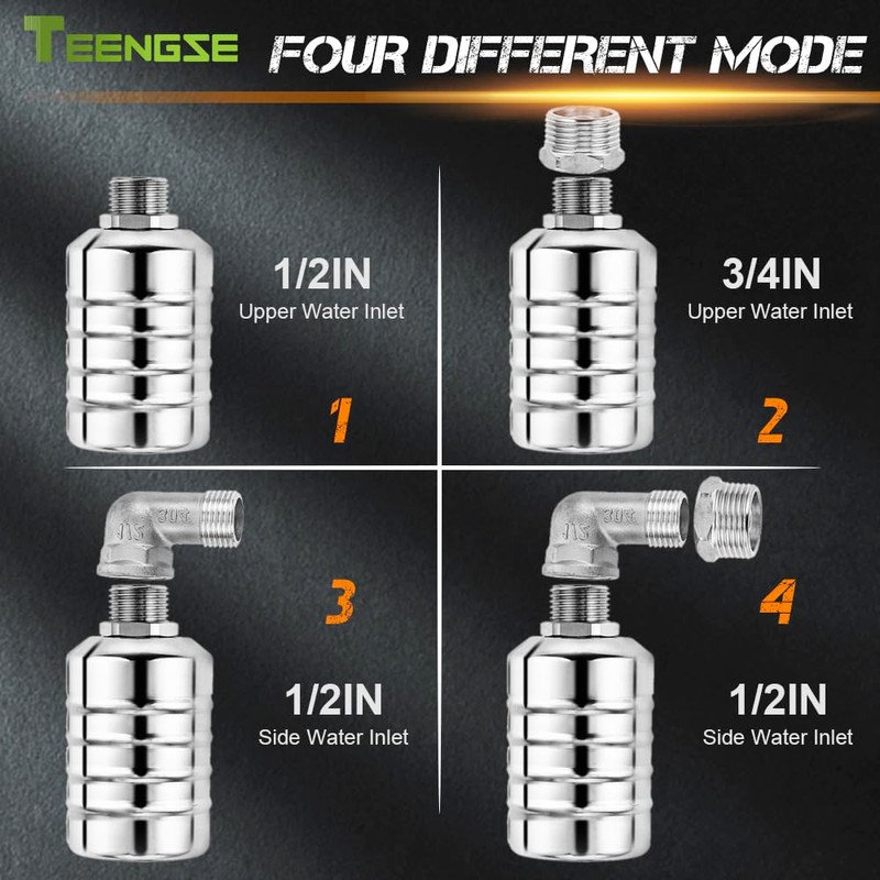 Teengse 2Pcs Automatic Water Level Control Float Valve 304 Stainless