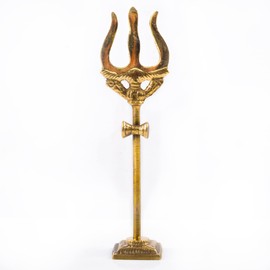 Tarini Gallery Brass Trishul Wall Hanging Spiritual Religious Hanging for Home Office Main Door Entrance Pooja Room Temple Décor Decoration and Gifting (Trishul-4")