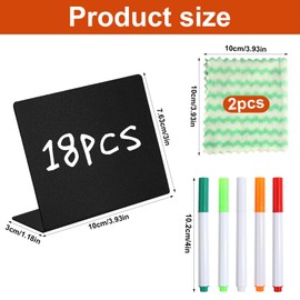 18 Pcs Mini Chalkboard Signs for Food Labels for Buffet, Small Mini Chalk Boards for Food Display Chalk Board Signs, Price Tags for Display Foods Shop Bakery Wedding Party, with 5 Pens & 2 Cloth