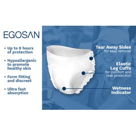 Egosan Super Incontinence Adult Pull Up Underwear (with Stretchable Waistband) - New and Improved - Maximum Absorbency for Active Men and Women (Large Case, 84-Count)