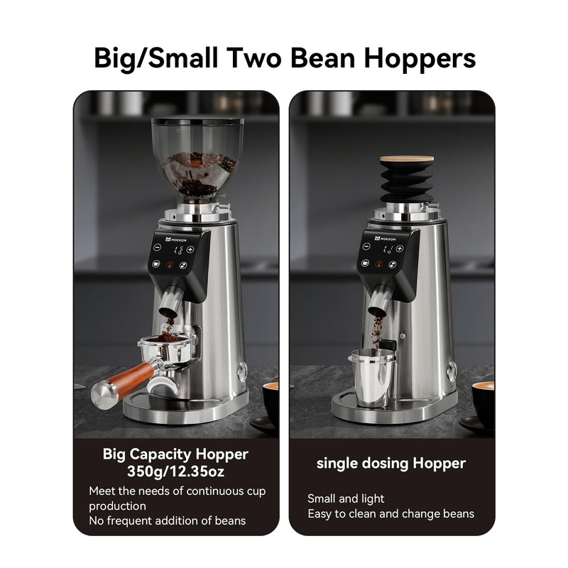 MOKKOM Professional 64mm Flat Burr Coffee Grinder with 100 Grind
