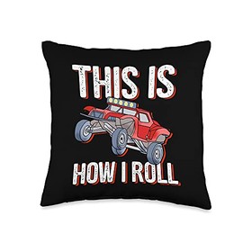 Beach and Dune Buggy, RC Cars & Trucks Gifts co. Dune Buggy Graphic Beach RC Car Truck Gift Men Women Kids Throw Pillow, 16x16, Multicolor