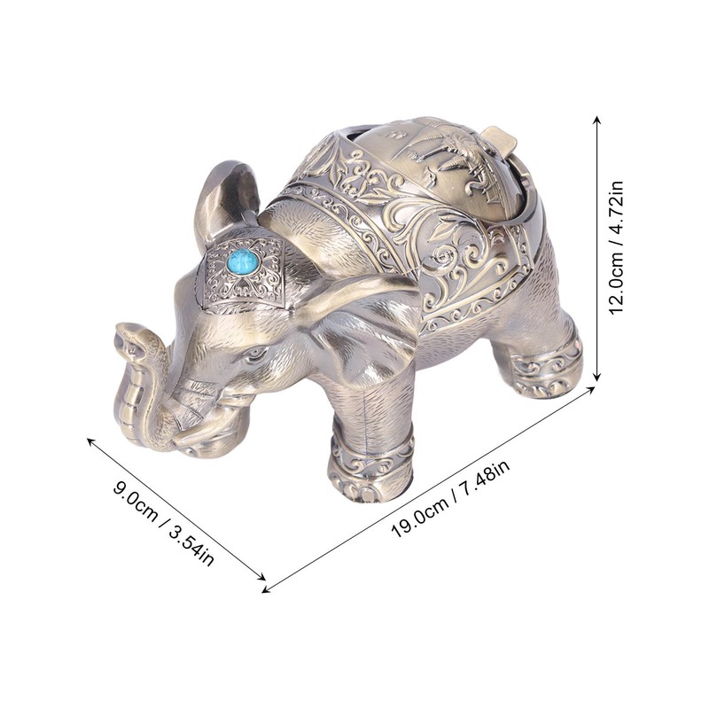 Cigar Ashtray Vintage Elephant Wind Proof Embossed Design Durable Metal