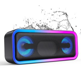 US Instock A8PRO Wireless Portable Bluetooth Speaker 20W Sound IPX6 Waterproof 20H Playtime RGB Light Show Deep Bass Wilresscolor: Black