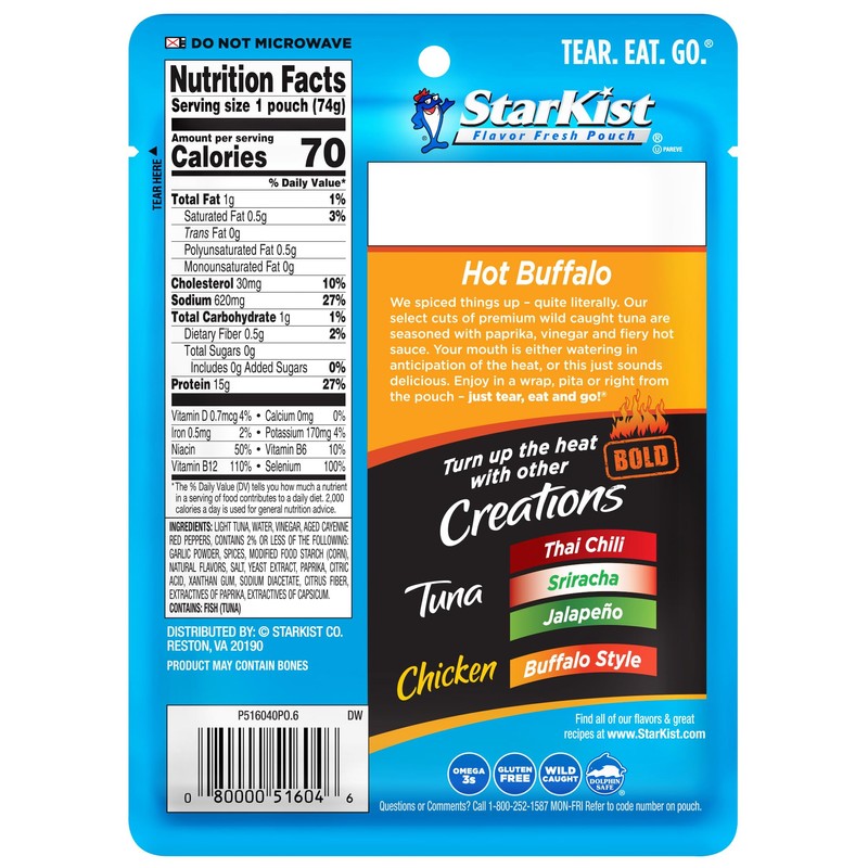 StarKist Tuna Creations BOLD Hot Buffalo Pouch (2.6 oz -