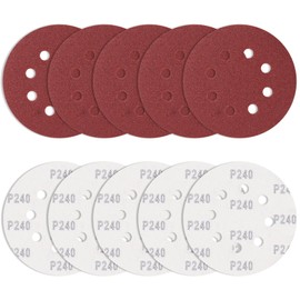Pack of 10 Sandpaper 125 mm Velcro 240 Grit Bolatus Sanding Discs Round Random Orbital Sanders 8 Hole Sanding Sheets for Deburring and Sanding Soldering Points