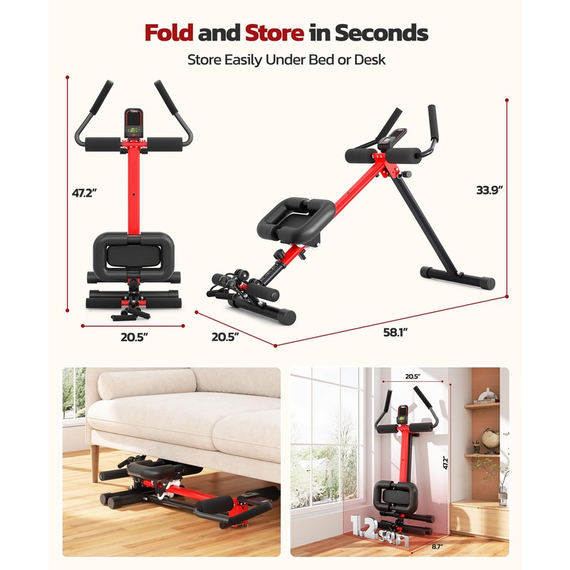Yoleo 2 in 1 Ab & Rowing Machines for Home,